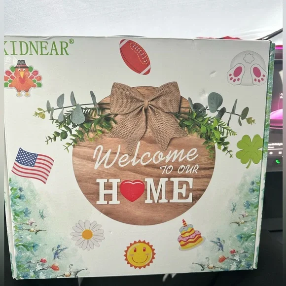 Interchangeable Welcome Sign Front Door, Seasonal Welcome Round Fall Wood Wreath - Picture 9 of 9